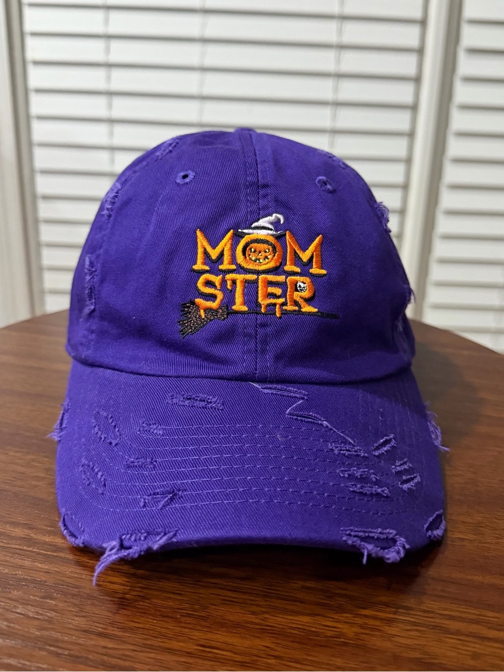 Momster Embroidered Distressed Baseball Cap Color Purple  Quantity 2